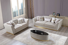 Milena Ivory Velvet Sofa & Loveseat - Ornate Home