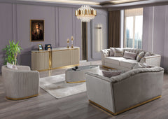 Milena Ivory Velvet Sofa & Loveseat - Ornate Home