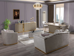 Milena Ivory Velvet Sofa & Loveseat - Ornate Home