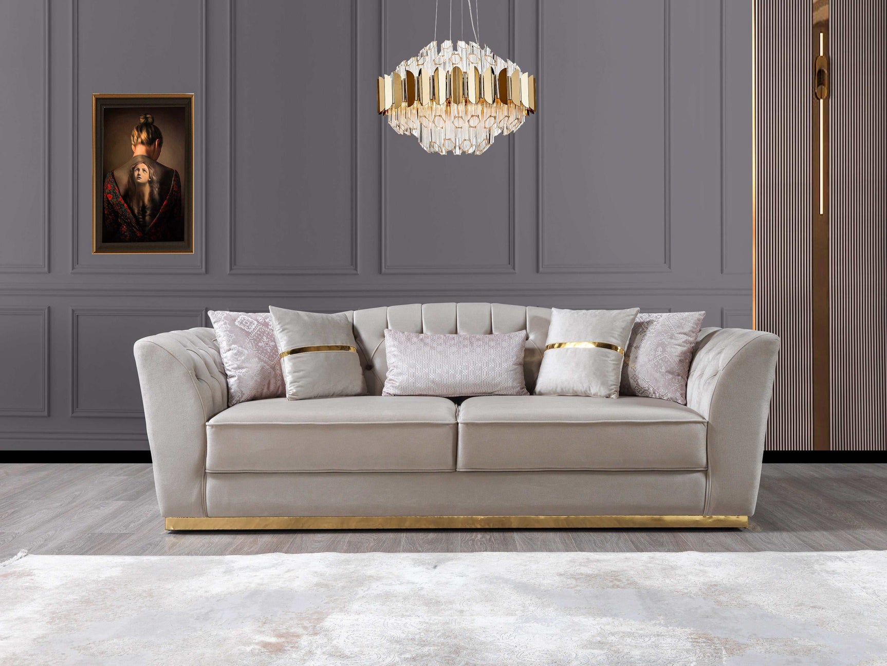 Milena Ivory Velvet Sofa & Loveseat - Ornate Home