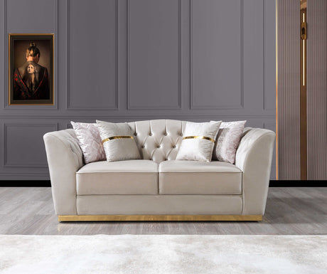 Milena Ivory Velvet Sofa & Loveseat - Ornate Home
