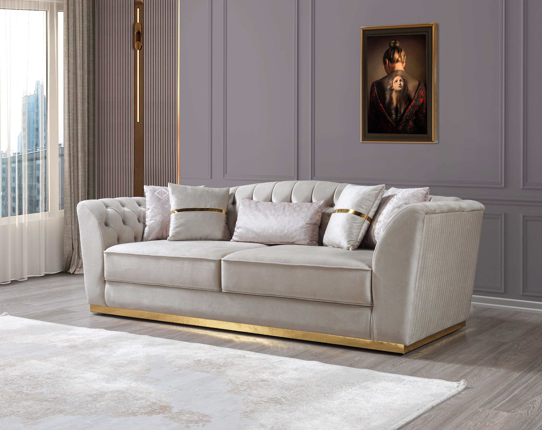 Milena Ivory Velvet Sofa & Loveseat - Ornate Home