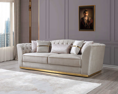 Milena Ivory Velvet Sofa & Loveseat - Ornate Home