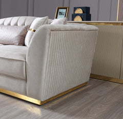 Milena Ivory Velvet Sofa & Loveseat - Ornate Home