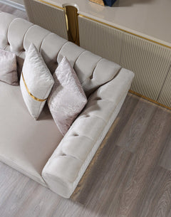 Milena Ivory Velvet Sofa & Loveseat - Ornate Home