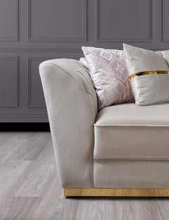 Milena Ivory Velvet Sofa & Loveseat - Ornate Home