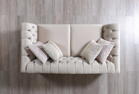 Milena Ivory Velvet Sofa & Loveseat - Ornate Home