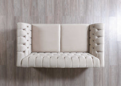 Milena Ivory Velvet Sofa & Loveseat - Ornate Home