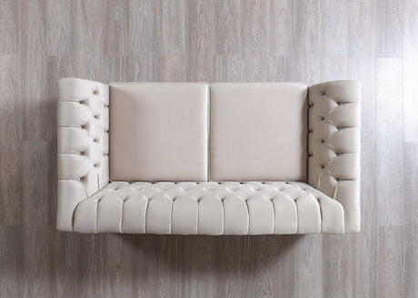 Milena Ivory Velvet Sofa & Loveseat - Ornate Home
