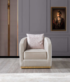 Milena Ivory Velvet Sofa & Loveseat - Ornate Home