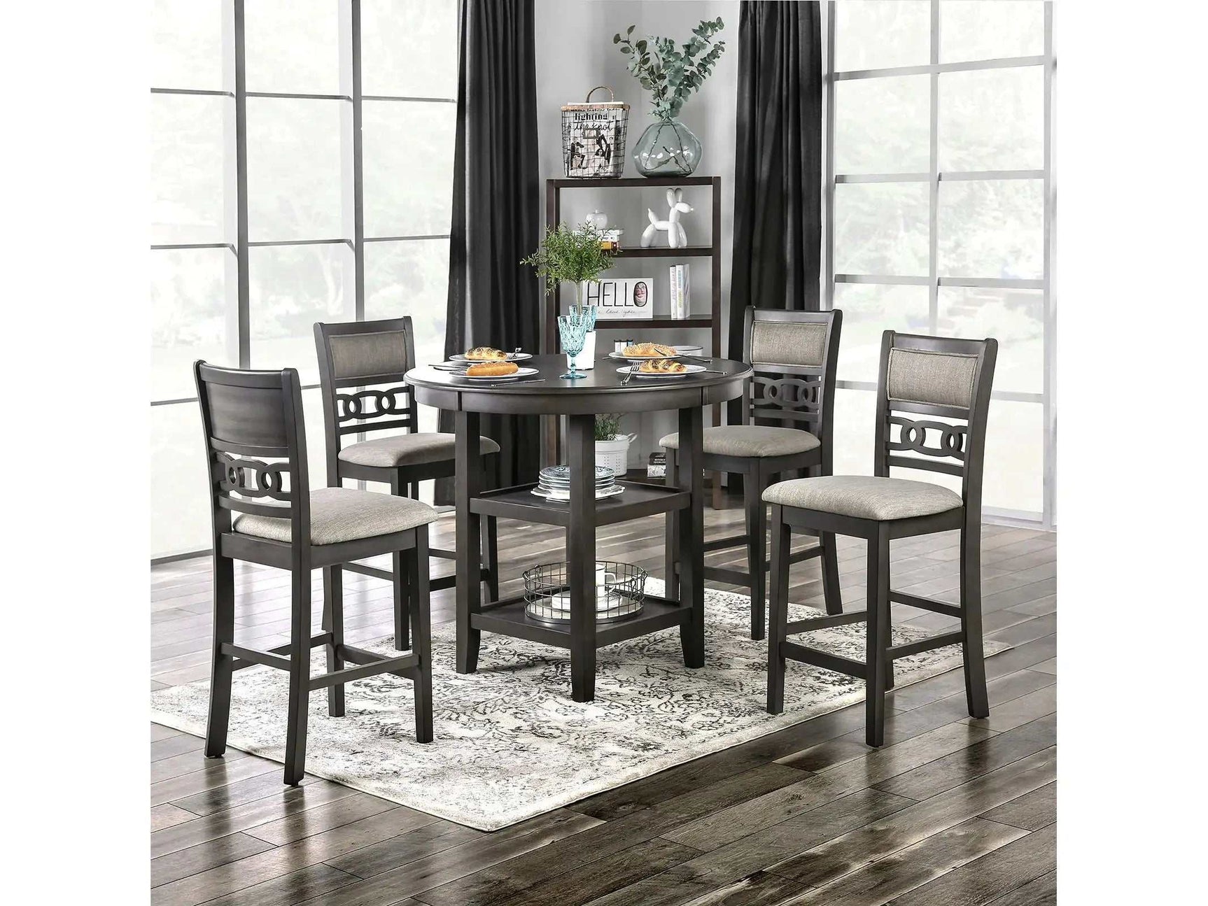 Milly Gray 5pc Counter Height Dining Room Set - Ornate Home