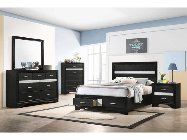 Miranda Black Full Bed 5 Pc Set - Ornate Home