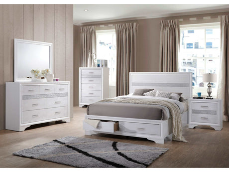 Miranda White California King Bed 5 Pc Set - Ornate Home