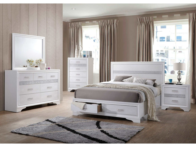 Miranda White Eastern King Bed 5 Pc Set - Ornate Home