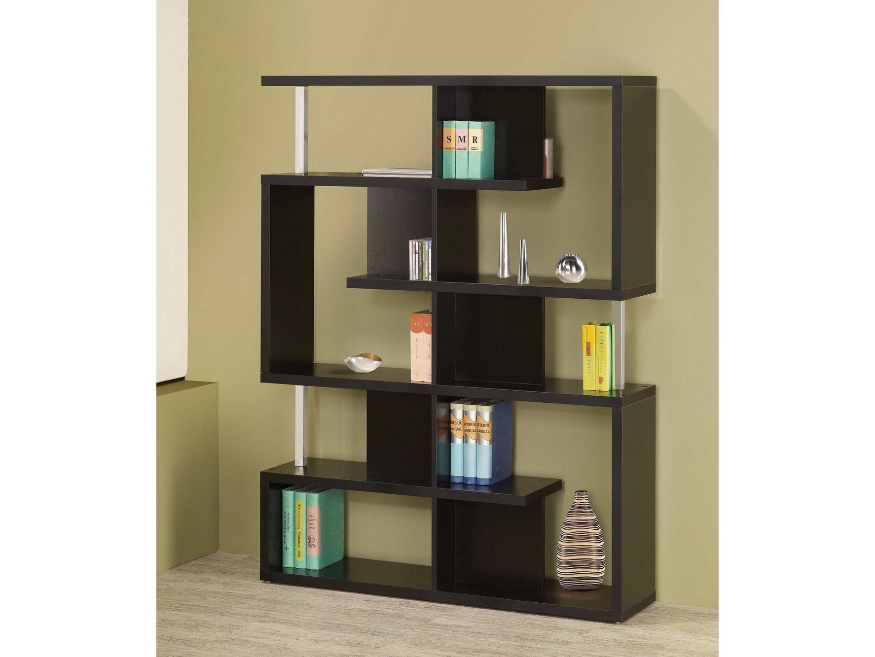 Mirza Black & Chrome Bookcase - Ornate Home