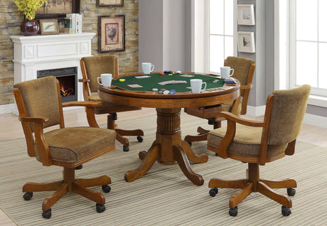 Mitchell Amber / Olive-Brown 5 Pc Game Table Set - Ornate Home