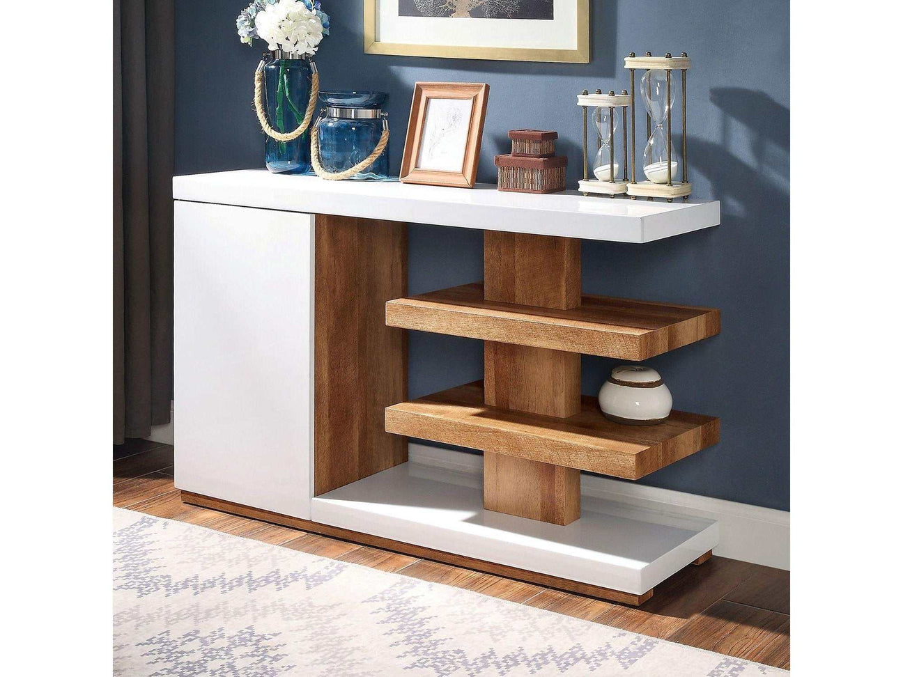 Moa White & Natural Sofa Table - Ornate Home