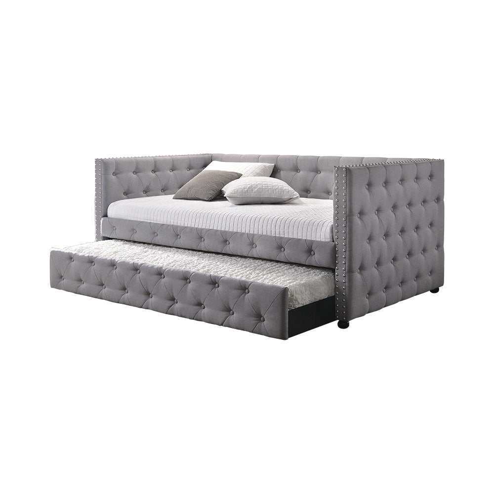 Mockern Grey Tufted Daybed w/ Trundle - Ornate Home