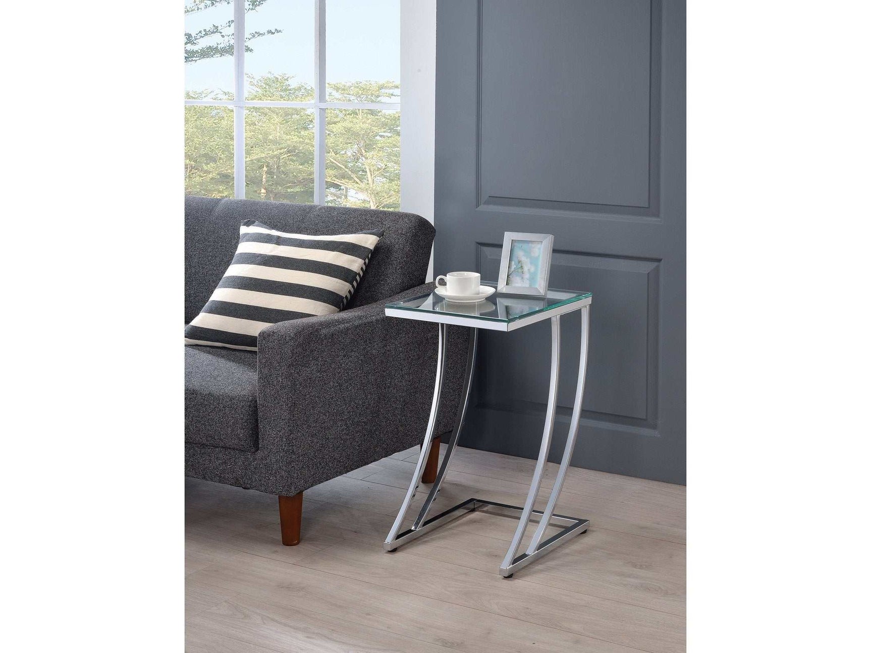 Modme Chrome & Clear Glass End Table - Ornate Home