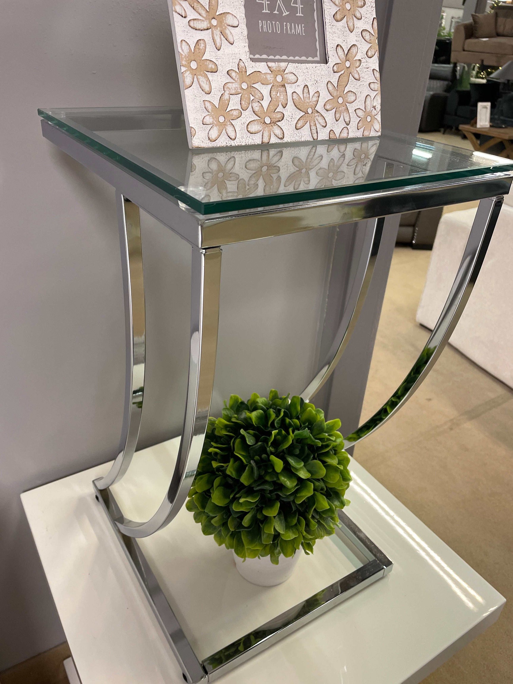 Modme Chrome & Clear Glass End Table - Ornate Home