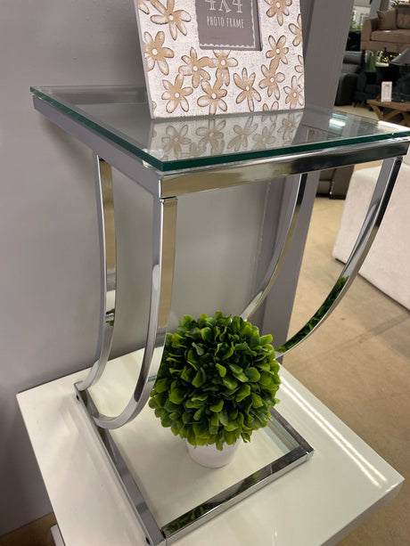 Modme Chrome & Clear Glass End Table - Ornate Home