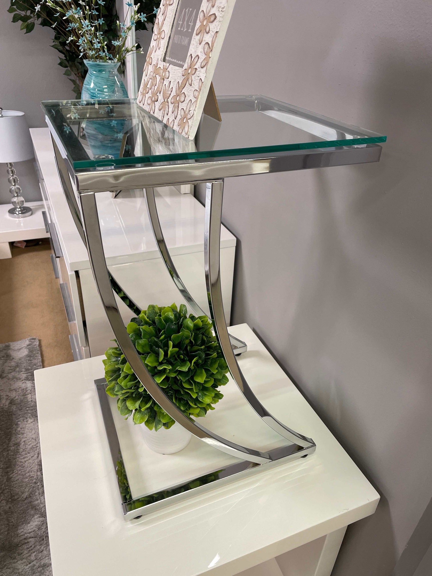 Modme Chrome & Clear Glass End Table - Ornate Home