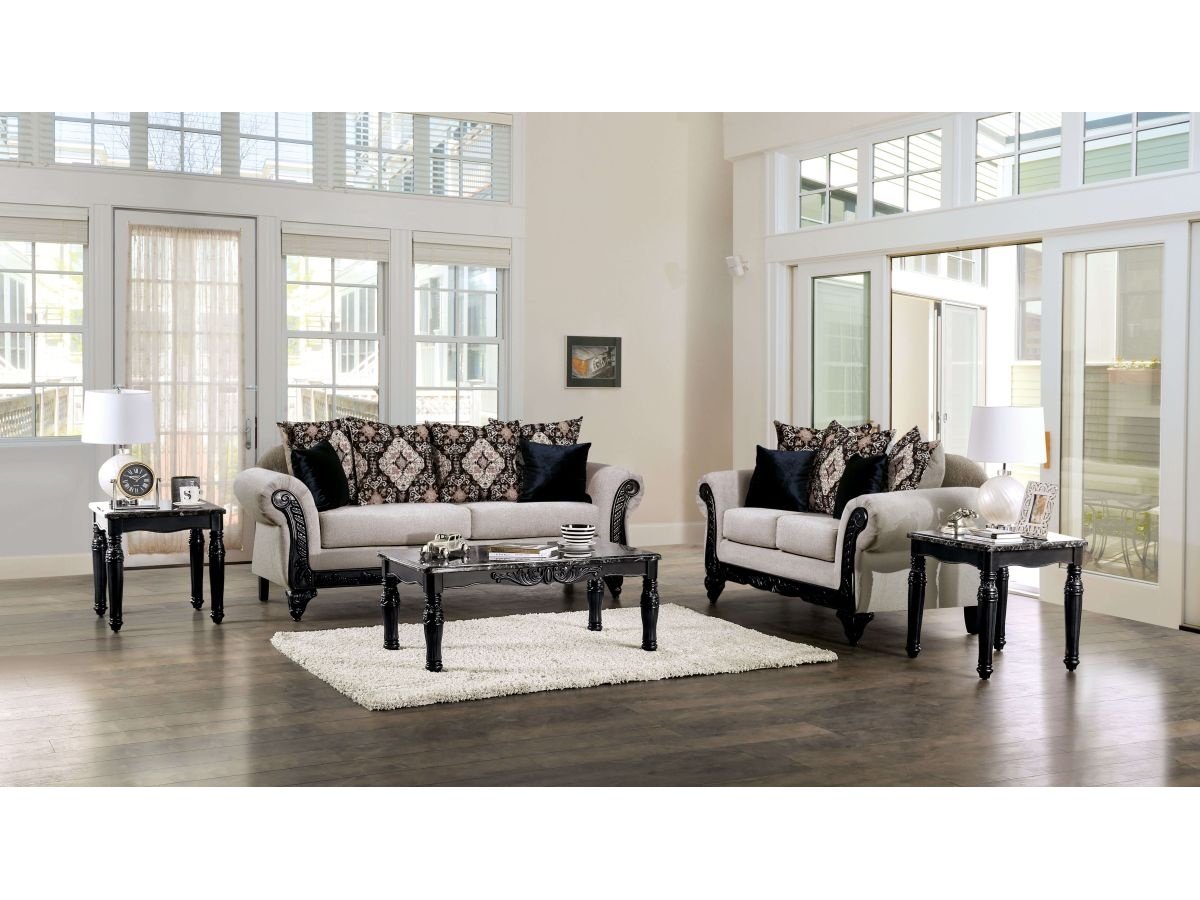 Molfetta Light Brown & Black Sofa & Loveseat - Ornate Home