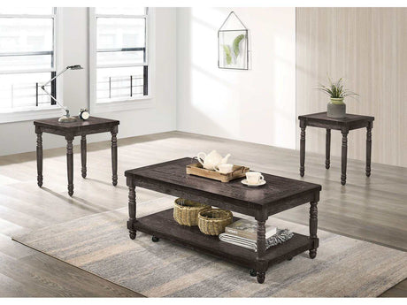 Monango Rustic Weathered Gray 3pc Coffee Table Set - Ornate Home