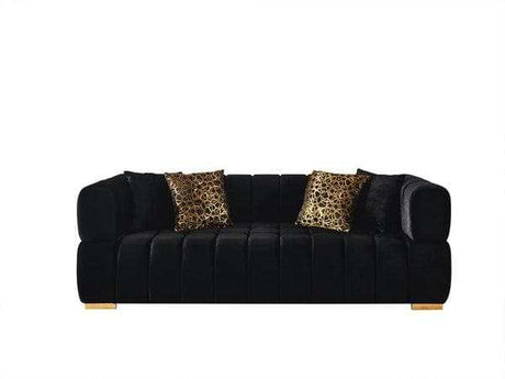 Monica Black Velvet Sofa & Loveseat / 2pc - Ornate Home