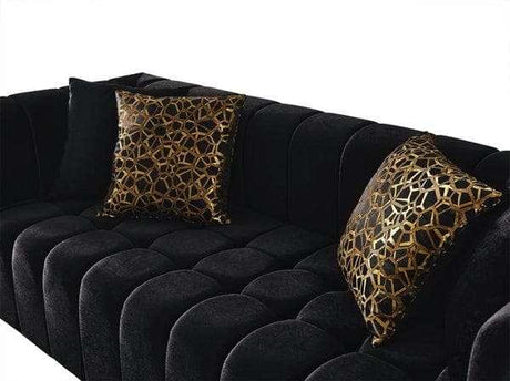 Monica Black Velvet Sofa & Loveseat / 2pc - Ornate Home