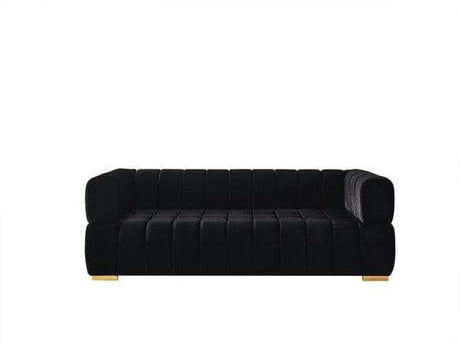 Monica Black Velvet Sofa & Loveseat / 2pc - Ornate Home