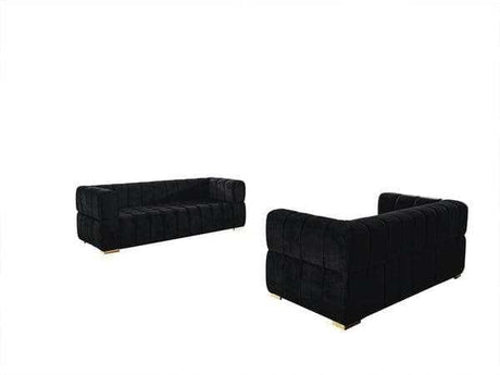 Monica Black Velvet Sofa & Loveseat / 2pc - Ornate Home