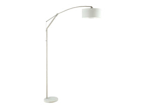 Moniz Chrome & White Adjustable Arched Arm Floor Lamp - Ornate Home
