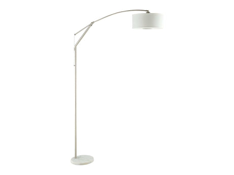 Moniz Chrome & White Adjustable Arched Arm Floor Lamp - Ornate Home