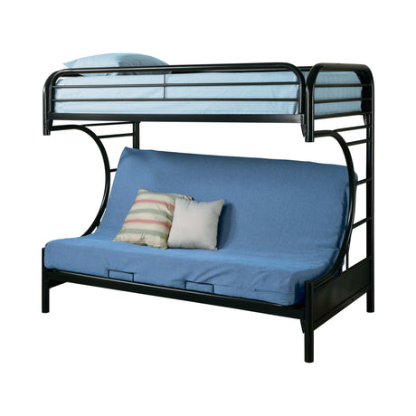 Montgomery Glossy Black Twin Over Futon Bunk Bed - Ornate Home