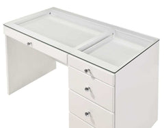 Morgan White Wood Vanity Set w/LED - Ornate Home
