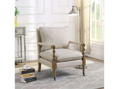 Morris Dark oak & Beige Accent Chair - Ornate Home