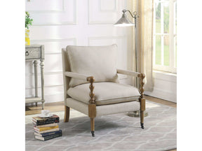 Morris Dark oak & Beige Accent Chair - Ornate Home