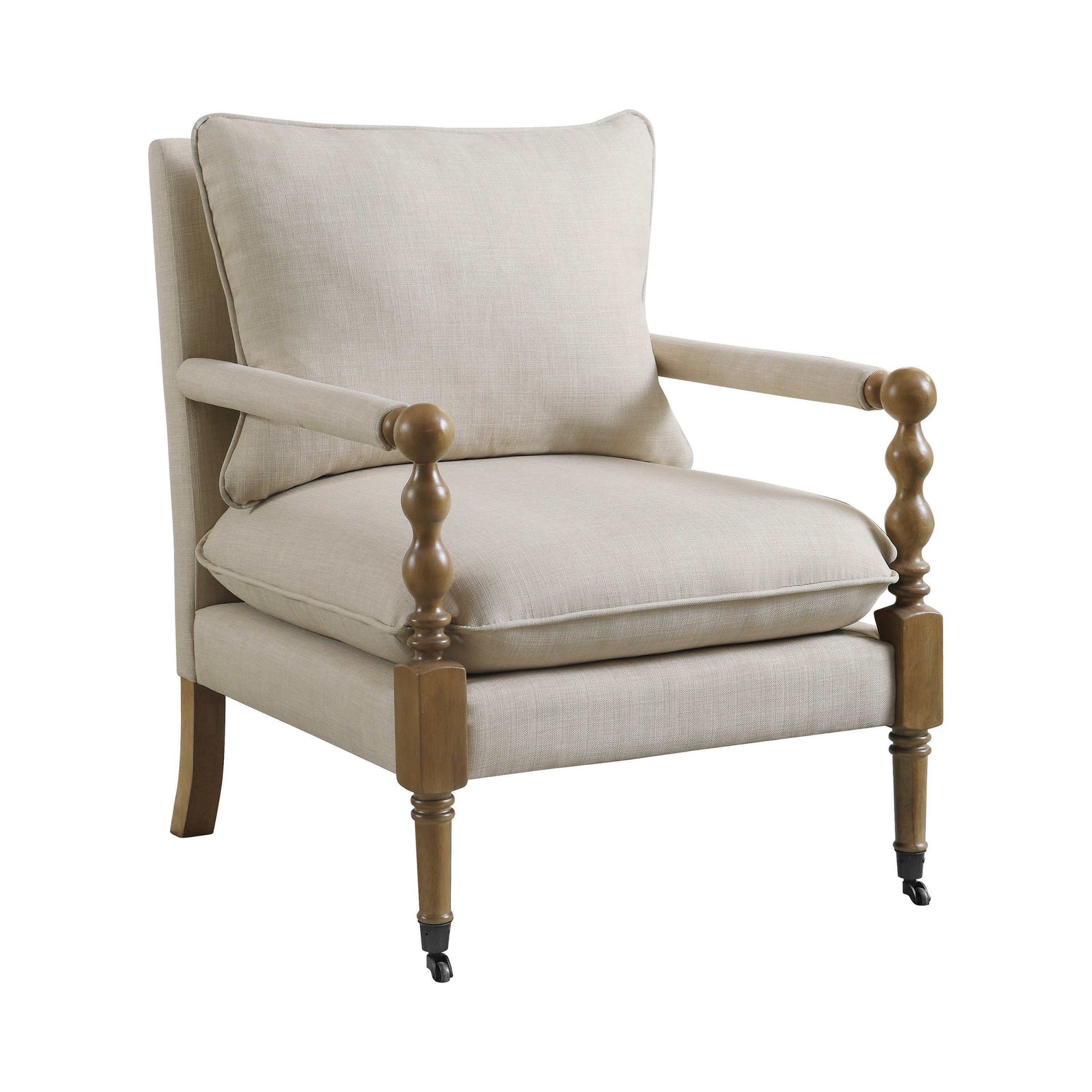 Morris Dark oak & Beige Accent Chair - Ornate Home