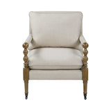 Morris Dark oak & Beige Accent Chair - Ornate Home