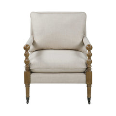 Morris Dark oak & Beige Accent Chair - Ornate Home