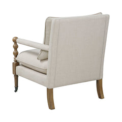 Morris Dark oak & Beige Accent Chair - Ornate Home