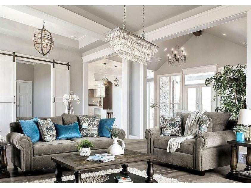 Mott Gray Stationary Sofa & Loveseat 2pc - Ornate Home