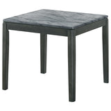 Mozzi Faux Grey Marble / Black End Table - Ornate Home