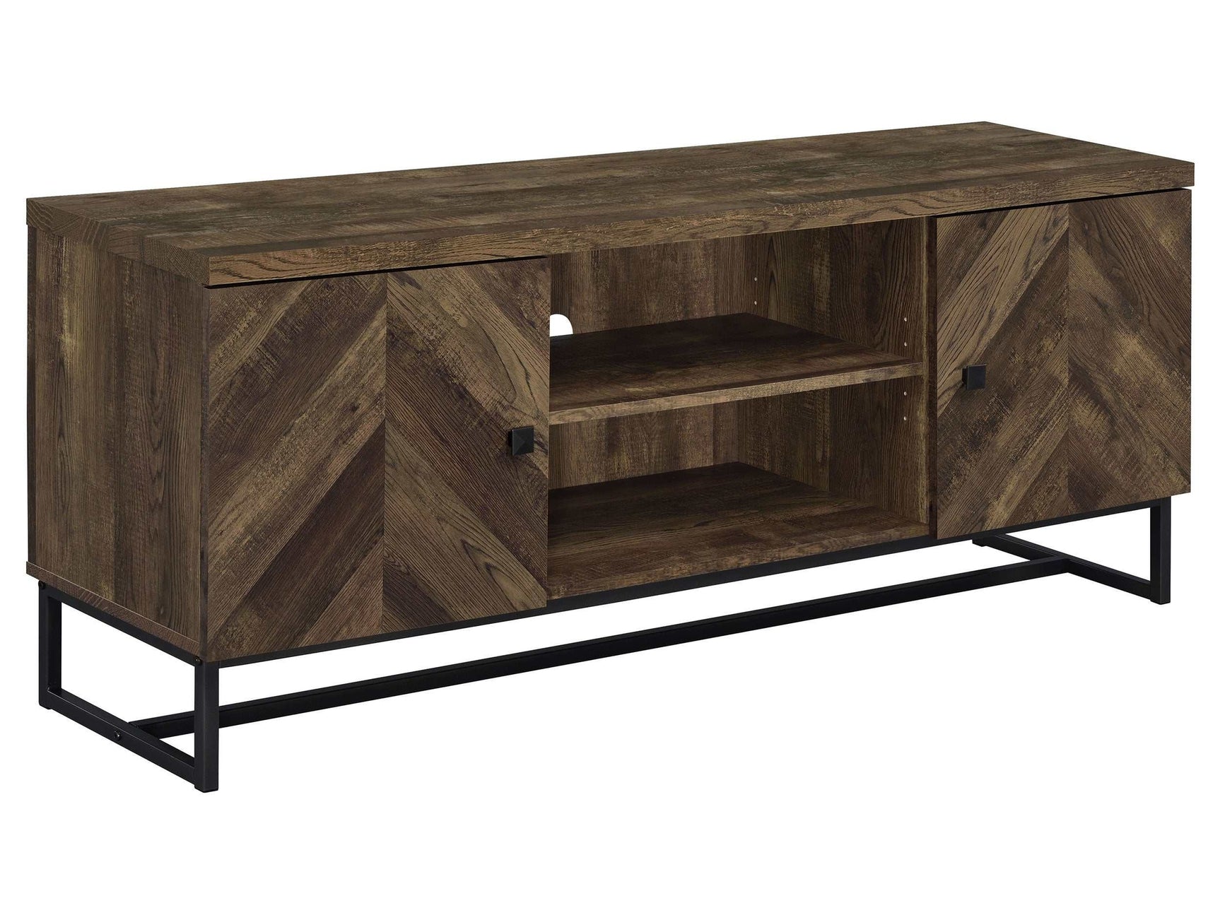 Myles Rustic Oak Herringbone 6 " Tv Stand - Ornate Home