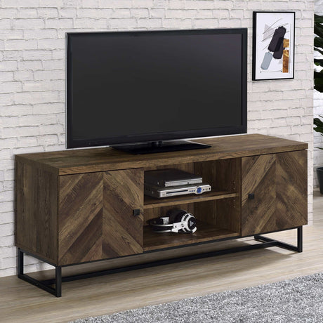 Myles Rustic Oak Herringbone 6 " Tv Stand - Ornate Home