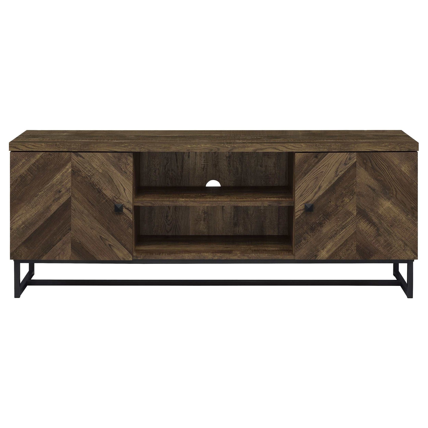 Myles Rustic Oak Herringbone 6 " Tv Stand - Ornate Home