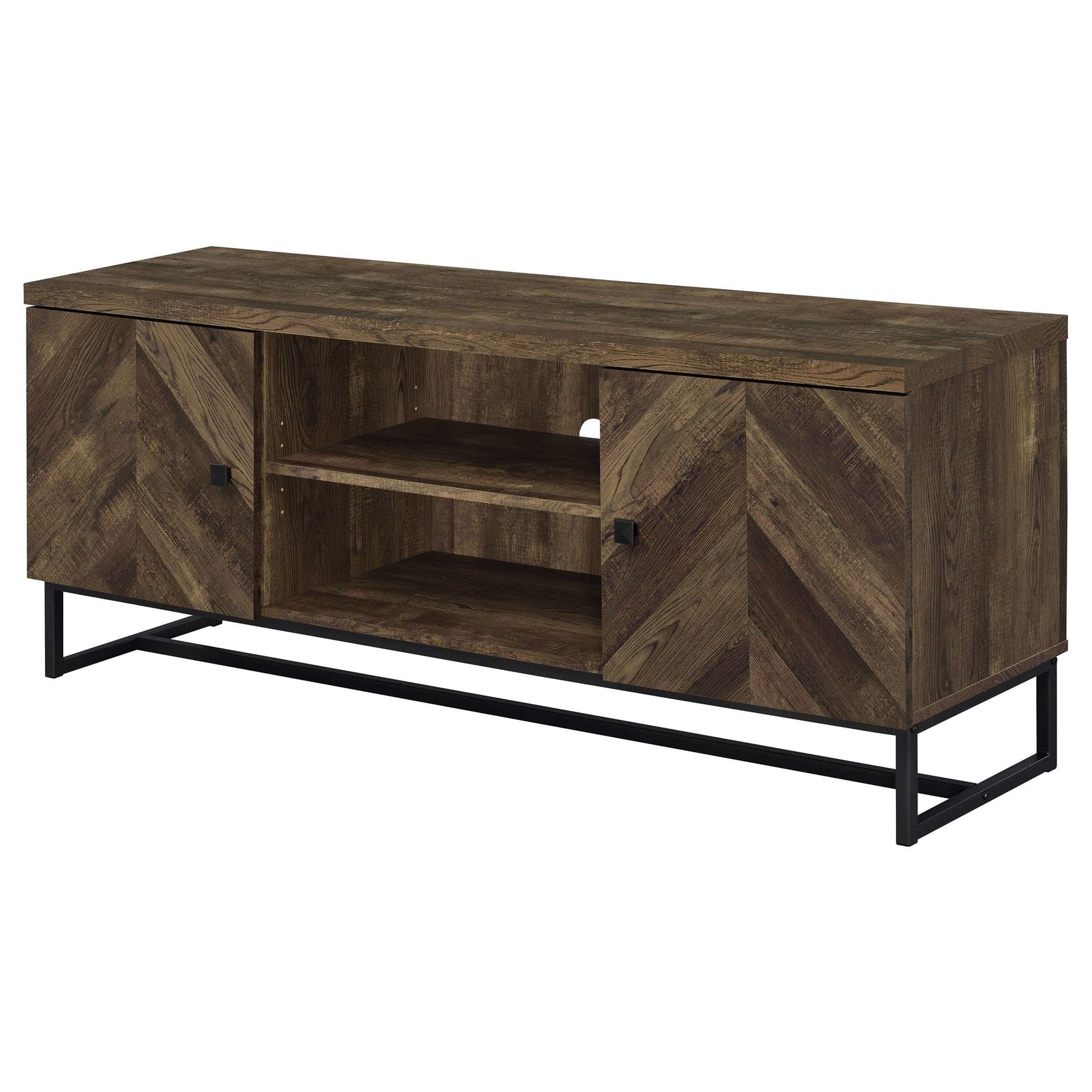 Myles Rustic Oak Herringbone 6 " Tv Stand - Ornate Home