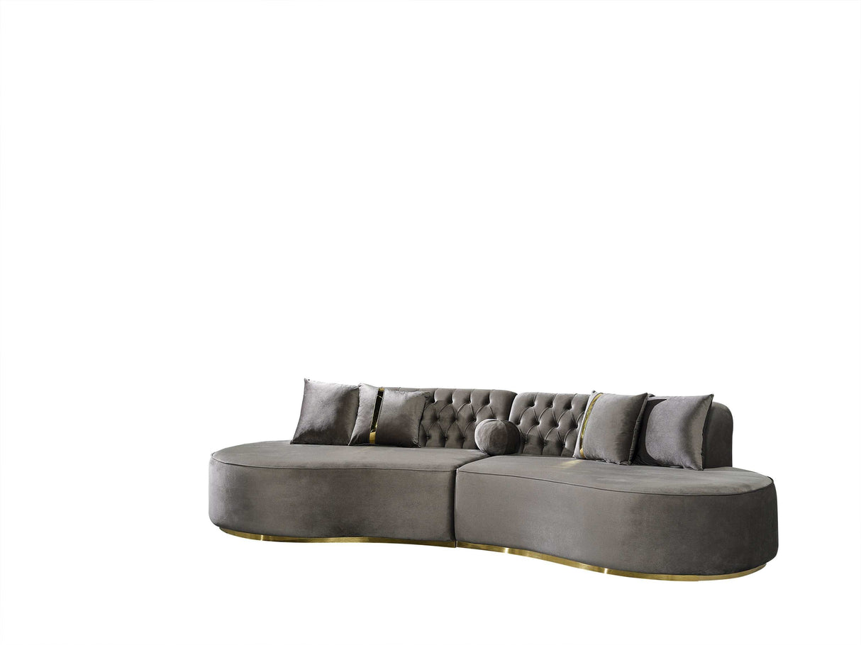 Ella Gray Velvet Curved Sectional - Ornate Home