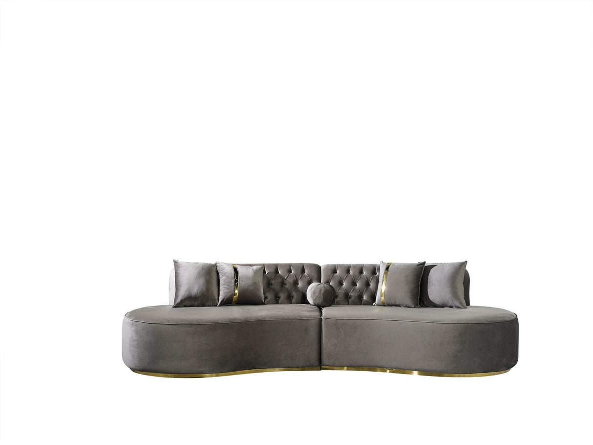 Ella Gray Velvet Curved Sectional - Ornate Home